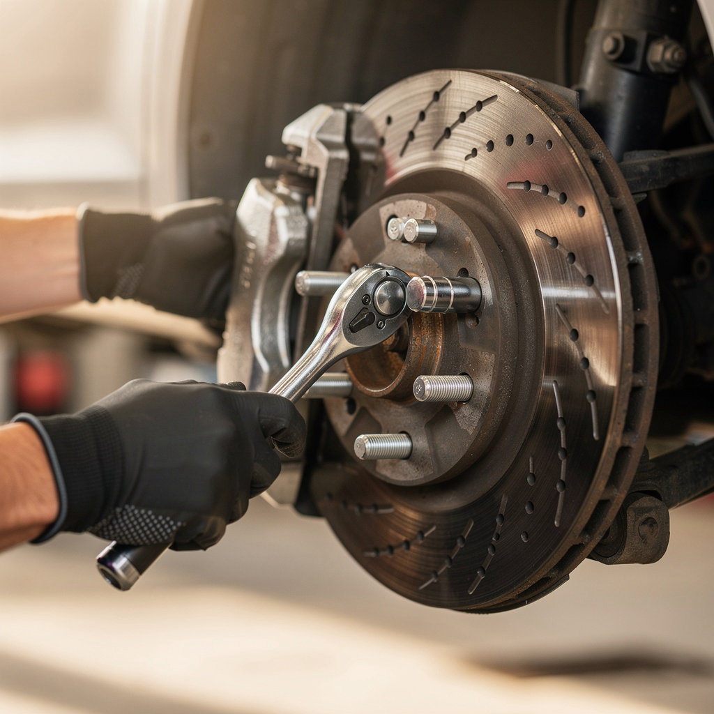 BRAKE STOP & AUTO REPAIR technician performing expert brake repair and maintenance service in San Diego
